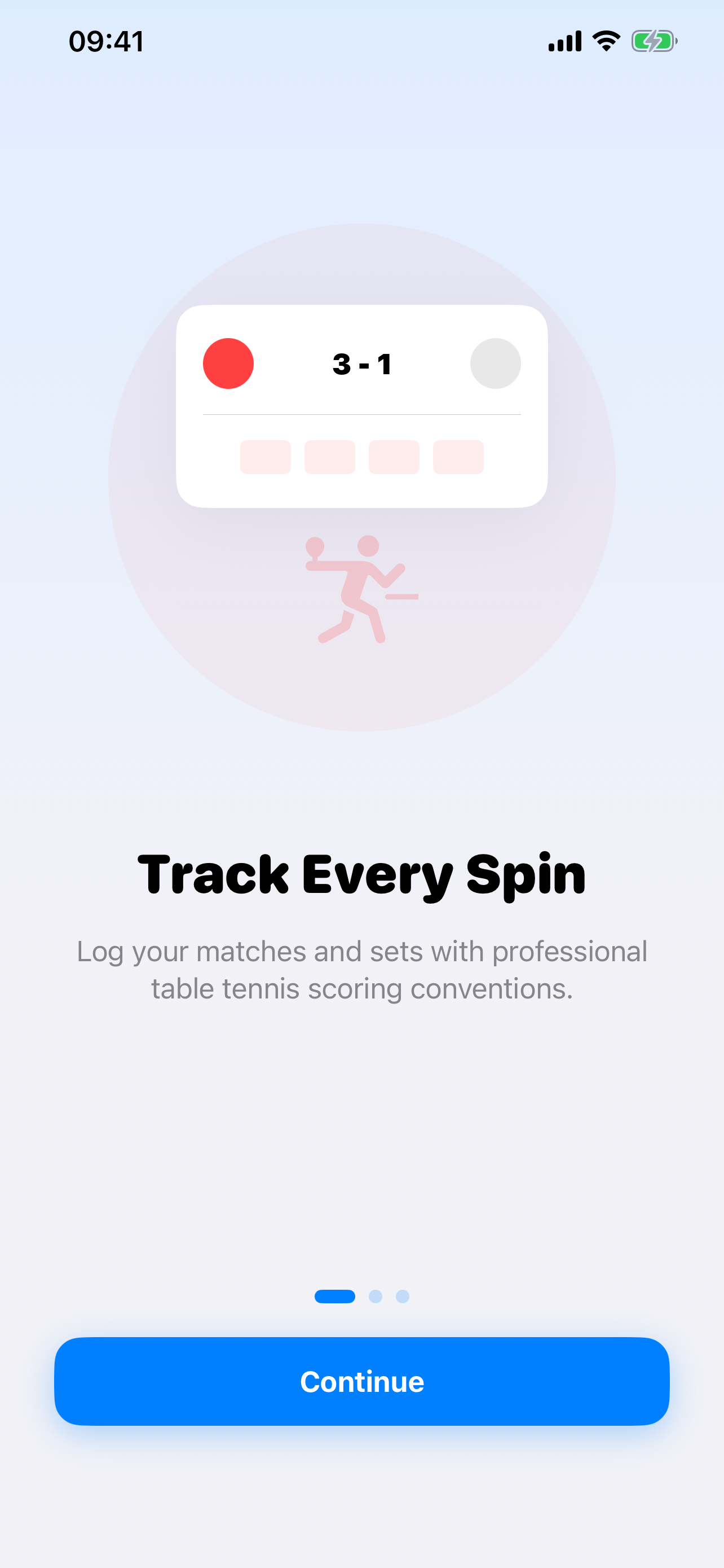 SpinScore TT onboarding screen