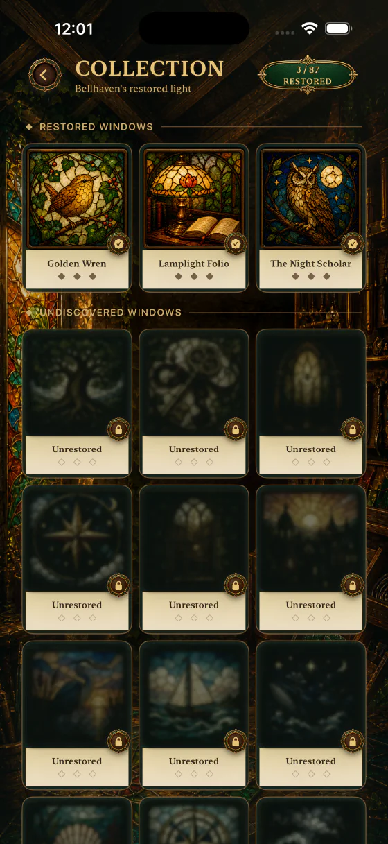 The stained-glass window collection in Glowmender