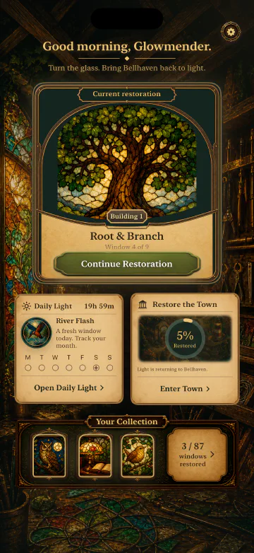 Glowmender stained-glass workshop screen