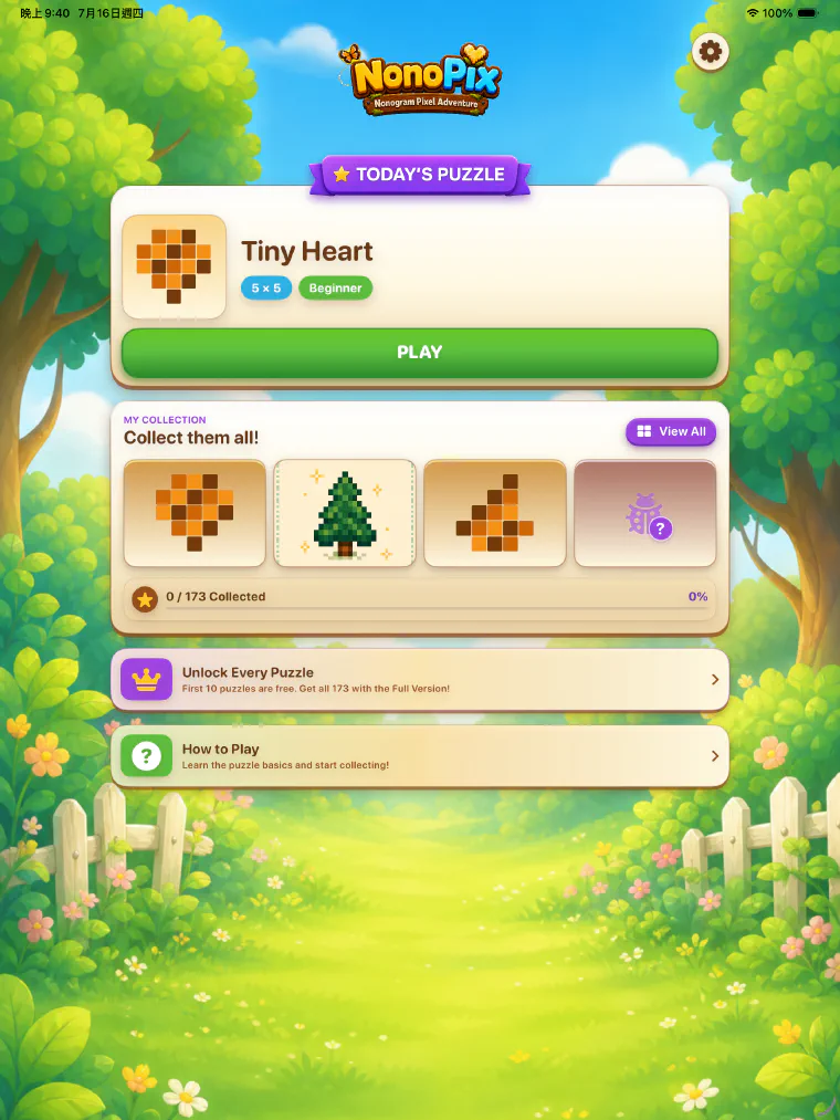 NonoPix home screen on iPad