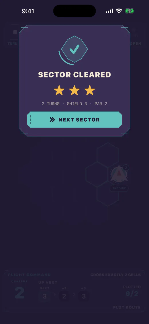 A cleared sector scored with three stars