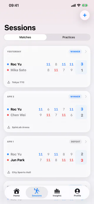 SpinScore TT match logging