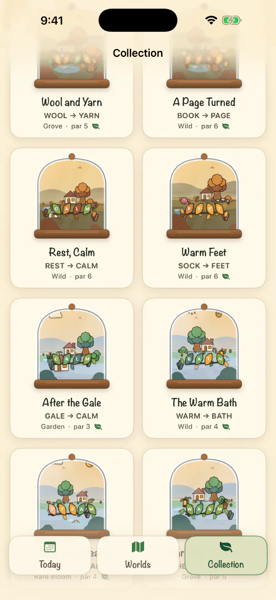 A collection of tiny worlds grown from different puzzles